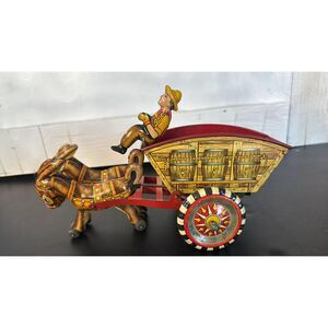 1930's Louis Marx Wind-Up Tin Litho-Donkey Cart With Driver